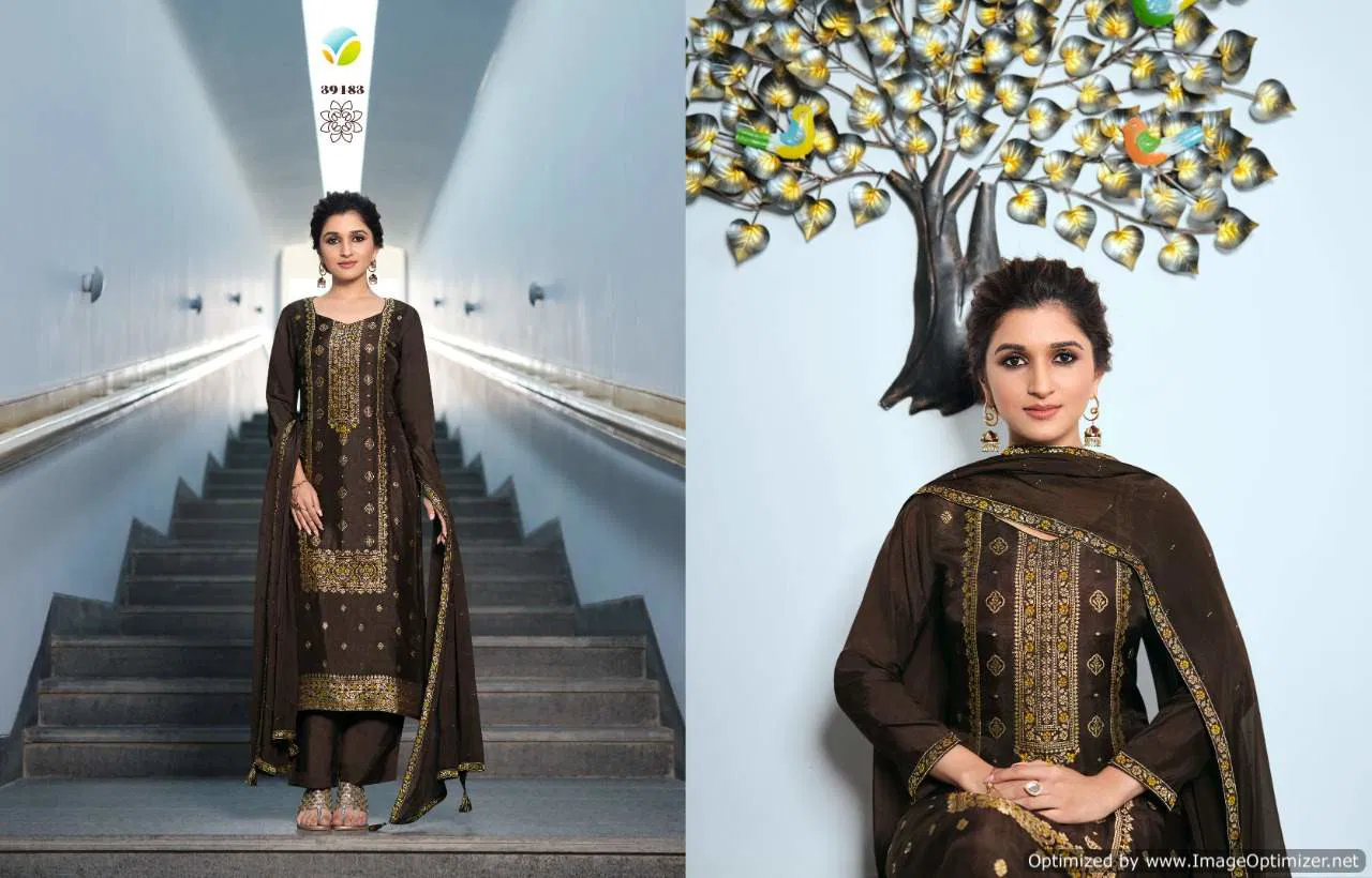 Vinay Tumbaa Zari Fancy Festive Wear Jacquard Kurti With Bottom And Dupatta Collection